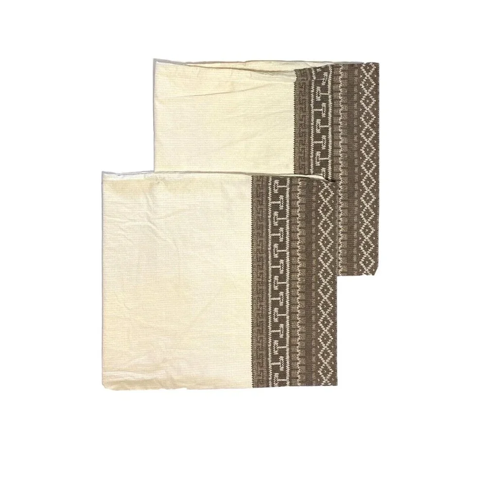 2 Vintage Ralph Lauren Nazomi Peak Pillowcases King Cotton Brown Rare Print